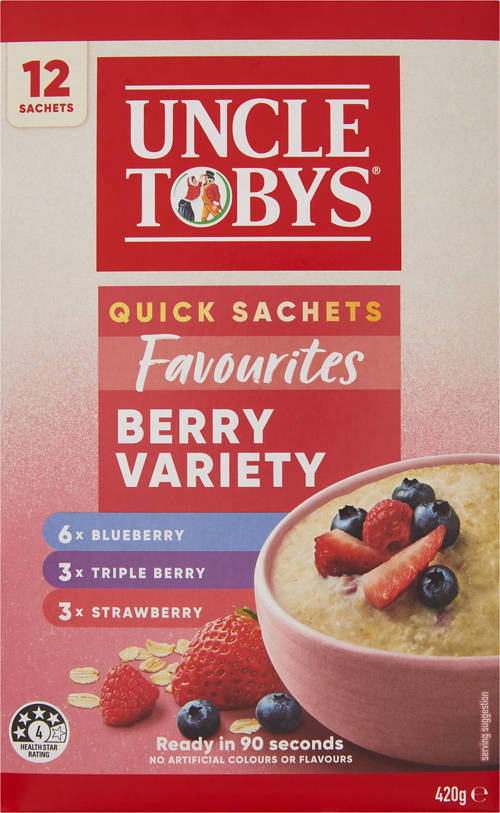 Front shot 2, Quick Oat Sachets Berry Variety 12 Pack 420g