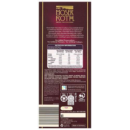 Front shot 2, Finest Dark Cranberry Chocolate 5 Pack 125g