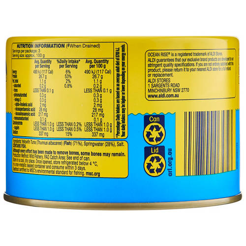 Front shot 3, Yellowfin Tuna in Springwater 425g