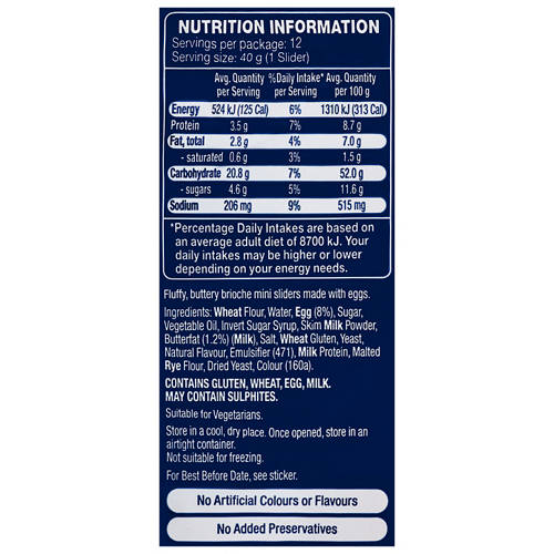 Nutrients 1, Brioche Sliders 12 Pack 480g
