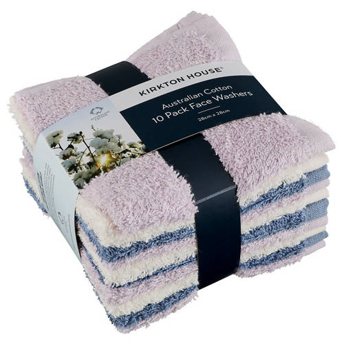 Front shot 2, Australian Cotton 10 Pack Face Washers