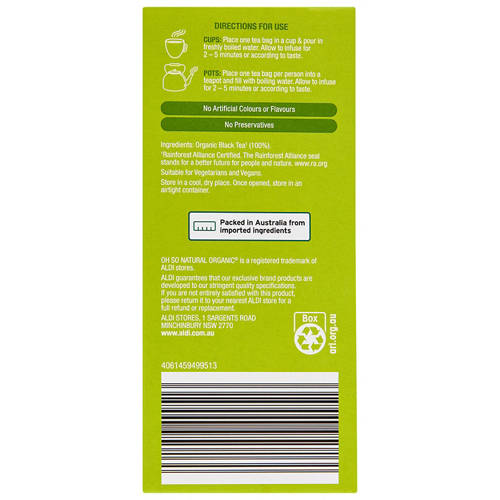 Front shot 3, Organic Black Tea Bags 50 Pack 100g