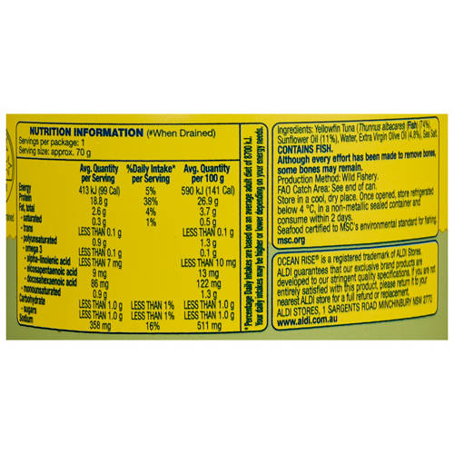 Nutrients 1, Yellowfin Tuna Italian Style in Oil 95g