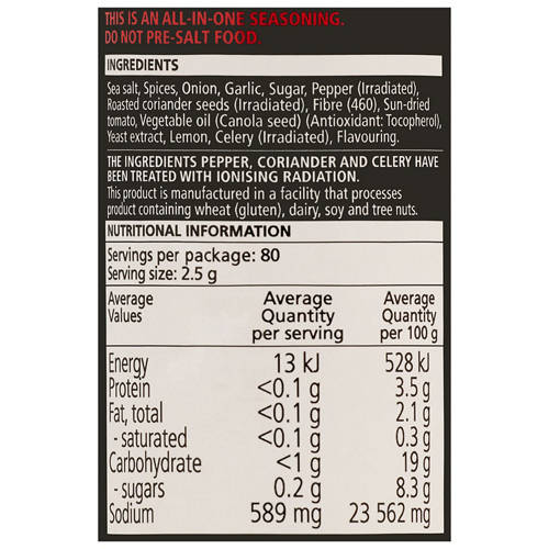 Ingredients 1, Braai & Grill Seasoning 200g
