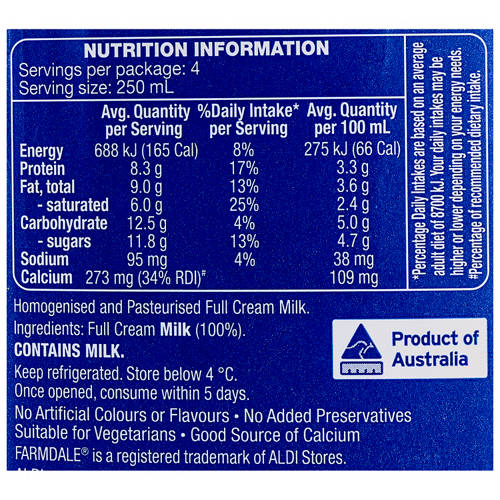 Nutrients 1, Full Cream Milk 1L