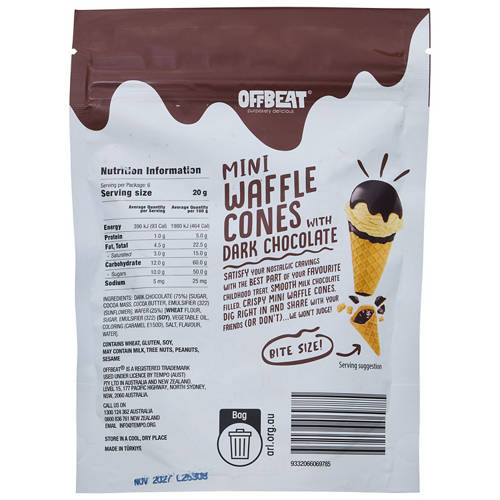 Front shot 2, Mini Milk Chocolate Filled Waffle Cones 120g