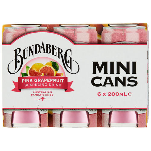 Front shot 2, Pink Grapefruit Mini Cans 6 Pack 200ml