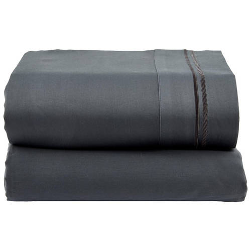 Front shot 2, 410 Thread Count Embroidered Fitted Sheet Set Queen Size