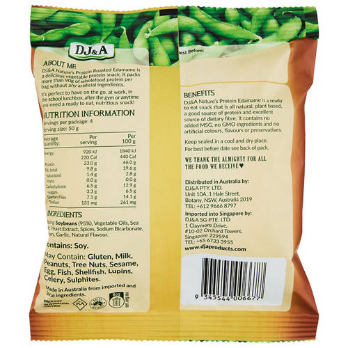 Front shot 2, Nature's Protein Roasted Edamame 200g