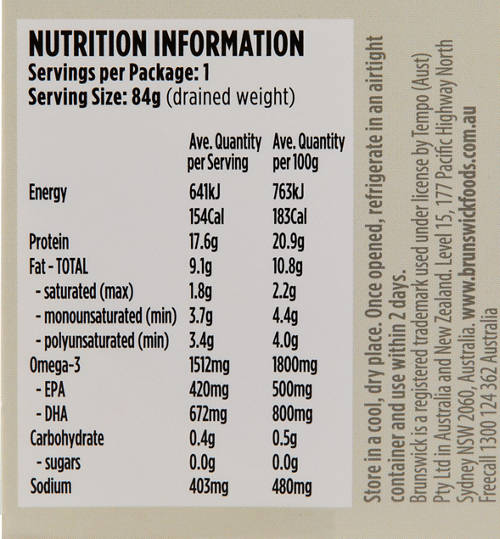 Nutrients 1, Olive Oil Brisling Sardines 120g