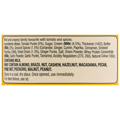 Ingredients 1, Indian Simmer Sauce Butter Chicken 500g