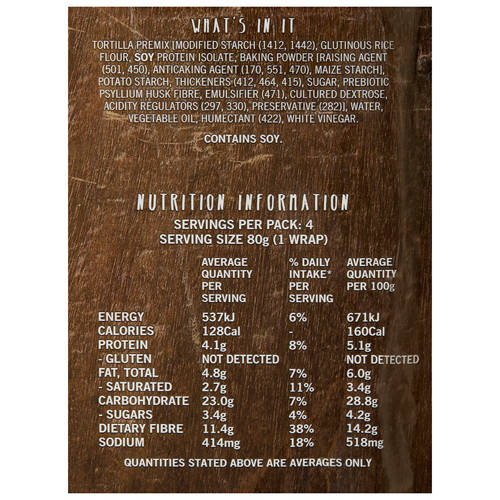 Nutrients 1, Gluten Free White Wrap 4 Pack 320g