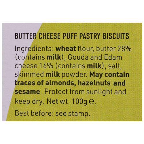 Ingredients 1, Cheese Palmiers 100g