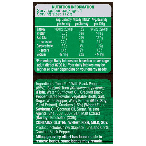 Nutrients 1, Tuna Pate With Black Pepper Treats with Crackers 112g
