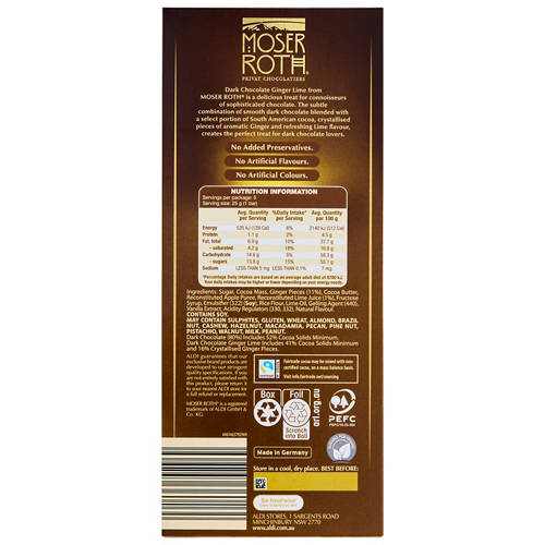 Front shot 2, Dark Ginger Lime Chocolate 5 Pack 125g
