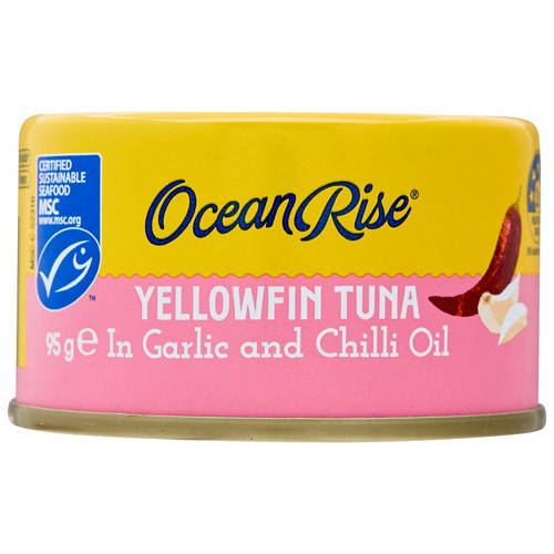 Front shot 2, Yellowfin Tuna Chunks in Garlic & Chilli Oil 95g