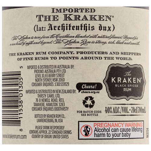 Ingredients 1, Spiced Rum 700ml