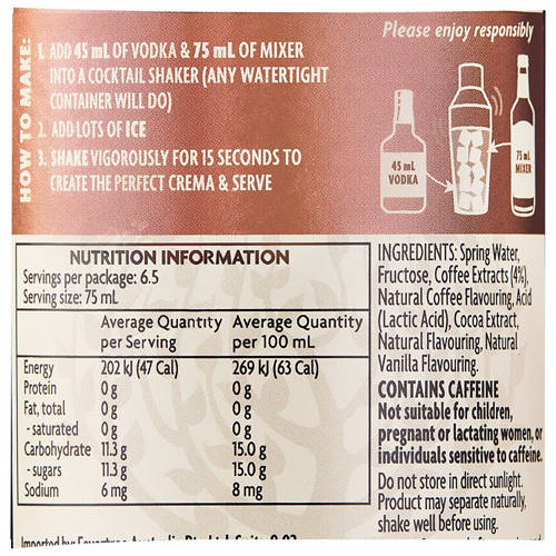 Nutrients 1, Espresso Martini Premium Mixer 500ml