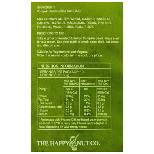 Ingredients 1, Roasted & Salted Pumpkin Seeds 300g