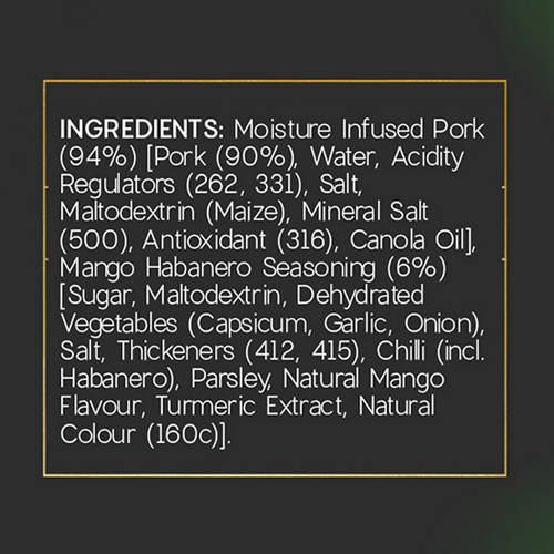 Ingredients 1, Pork Porterhouse with Mango Habanero Sauce 400g