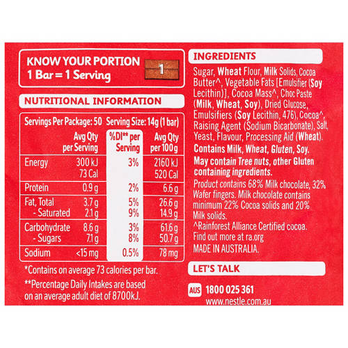 Ingredients 1, Kit Kat 50 Pack 700g