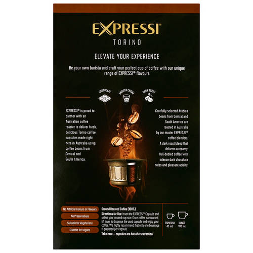 Front shot 3, Coffee Capsules Torino 16 Pack 124g