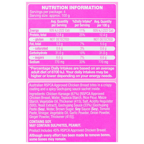 Nutrients 1, Korean Style Chicken 400g
