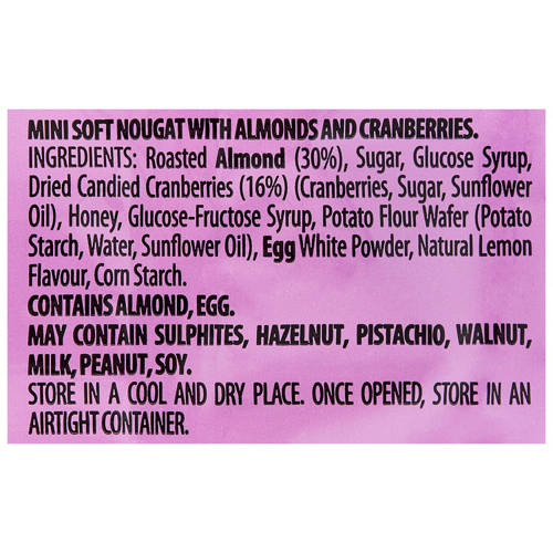 Ingredients 1, Almond & Cranberry Torroncini 130g