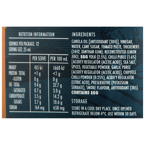 Nutrients 1, Chipotle Flavoured Mayonnaise 300g