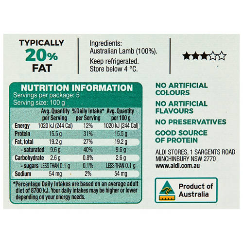Nutrients 1, Lamb Mince 500g