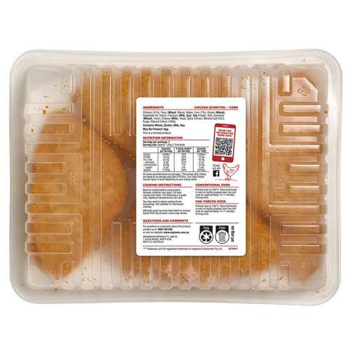 Front shot 2, Chicken & Corn Schnitzel 8 Pack 1kg