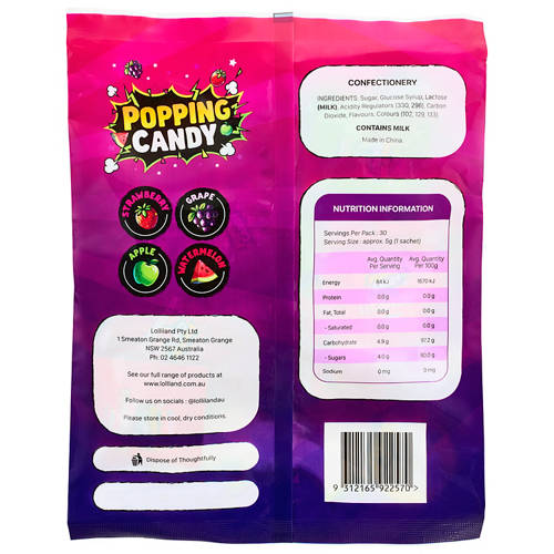 Front shot 2, Popping Candy Share Pack 150g