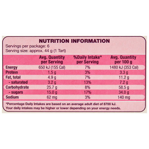 Nutrients 1, Brandy Crumble Fruit Mince Tarts 6 Pack 265g