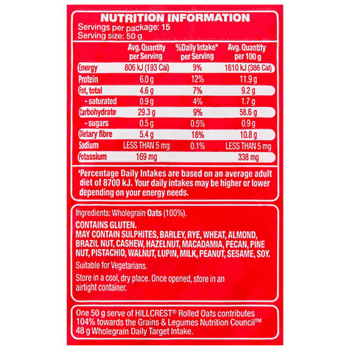 Nutrients 1, Rolled Oats 750g