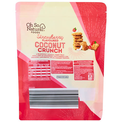 Front shot 2, Strawberry Flavoured Coconut Crunch 140g