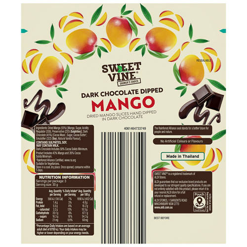Front shot 2, Dark Chocolate Dipped Mango 90g