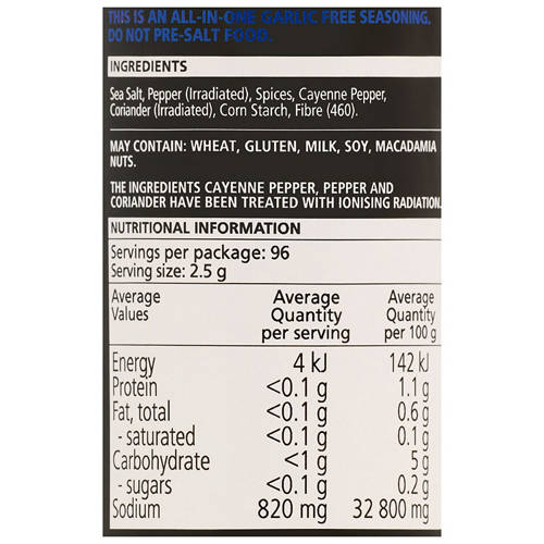 Ingredients 1, Sea Salt Seasoning 240g