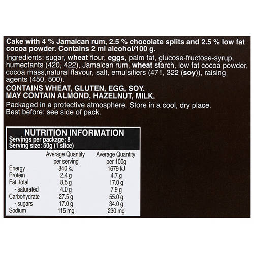 Nutrients 1, Liqueur Cake Rum 400g