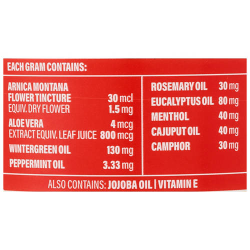 Ingredients 1, Heat Pain Relief Cream