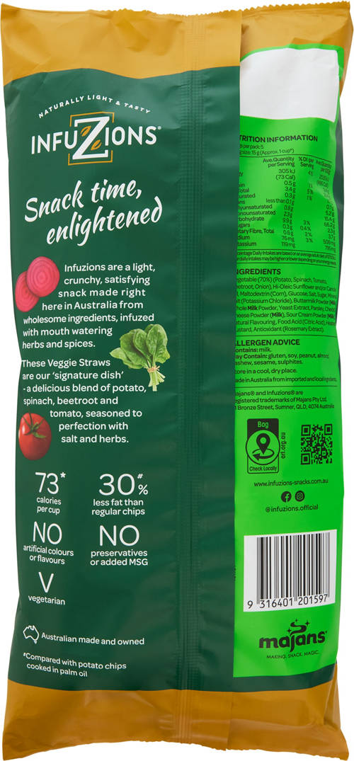 Front shot 2, Veggie Straws 5 Pack 75g