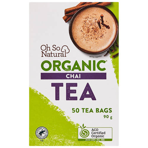 Front shot 2, Organic Chai Tea Bags 50 Pack 90g