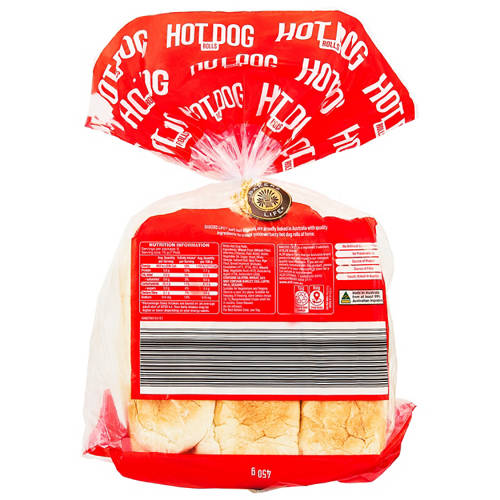 Front shot 2, Hot Dog Rolls 6 Pack 450g