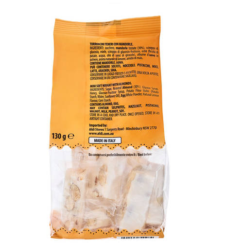 Front shot 3, Torroncini Con Mandorle Mini Soft Nougat Almonds 130g