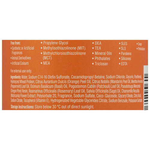 Ingredients 1, Handwash Sweet Orange & Mandarin 500ml