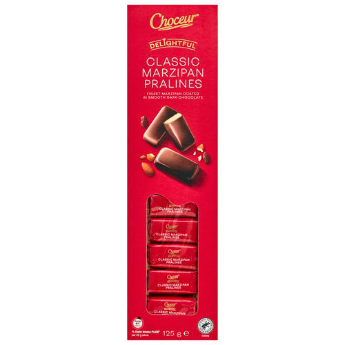 Front shot 2, Delightful Classic Chocolate Marzpian Pralines 125g