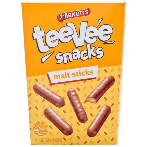 Front shot 2, Tee Vee Snacks Malt Sticks 175g