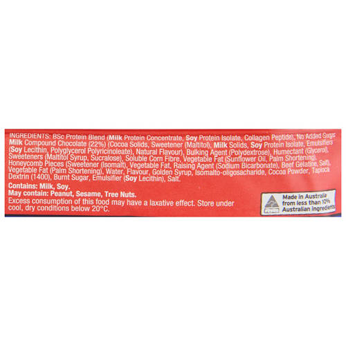 Ingredients 1, Protein Bar Choc Honeycomb 55g
