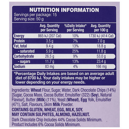 Ingredients 1, Panettone Choc Chip 750g
