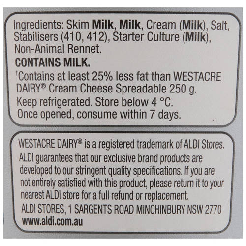 Ingredients 1, Light Cream Cheese 250g