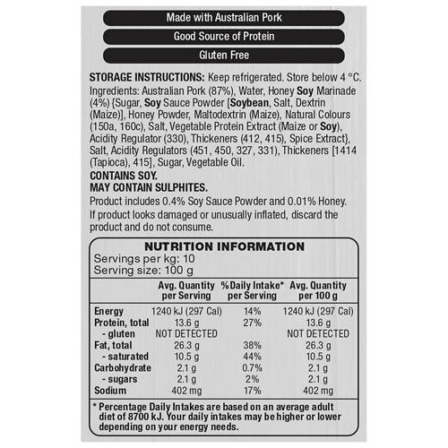 Nutrients 1, Pork Belly Rashers per kg